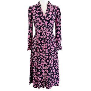 HOBBS London Lulu Midi Dress Pansy Floral Print Size US 2 UK 6 Tradwife Farm